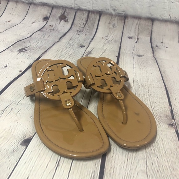 Tory Burch Shoes - Tory Burch Miller Patent Leather Tan Sandals 8.5